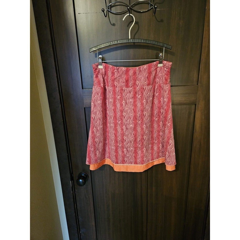 EUC Women's Cabela's A-Line Pink Patterned & Solid Reversible Skirt Size Medium
